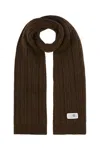Mm6 Maison Margiela Chocolate Stretch Wool Blend Scarf In Brown