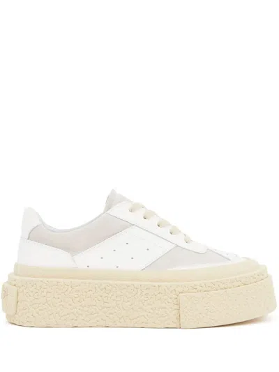 Mm6 Maison Margiela Perforated-detail Leather Sneakers In White
