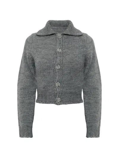 Mm6 Maison Margiela Chunky-knit Cropped Cardigan In Gray