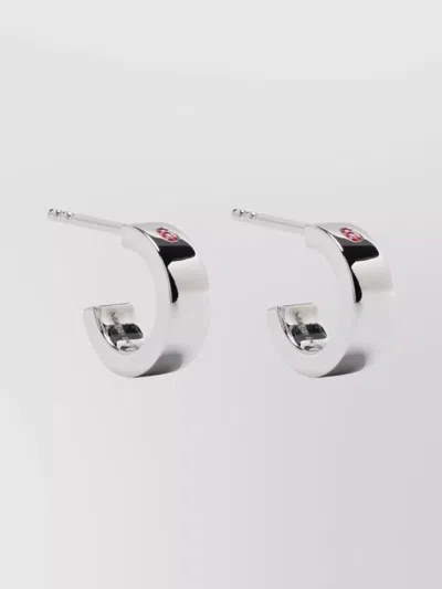 Mm6 Maison Margiela Circle Hoop Brass Earrings Pair In Metallic