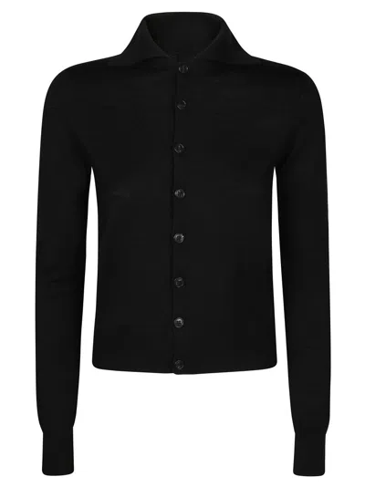 MM6 MAISON MARGIELA CLASSIC BLACK CARDIGAN WITH BUTTON-DOWN FRONT