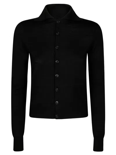 Mm6 Maison Margiela Classic Black Cardigan With Button-down Front