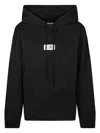 Mm6 Maison Margiela Mm6 By Maison Margiela Emblazoned Black Hoodie With Drawstring And Ribbed Finishes In Black