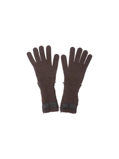 Mm6 Maison Margiela Classic Brown Gloves With Smooth Texture In Black
