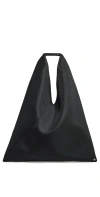 Mm6 Maison Margiela Black Faux-leather Medium Triangle Tote In Black