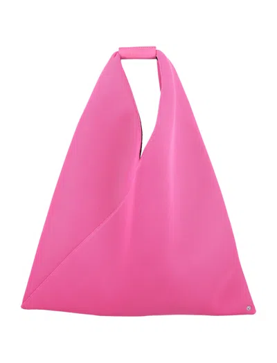 Mm6 Maison Margiela Japanese Mesh Triangular Shape Top Handle In Pink