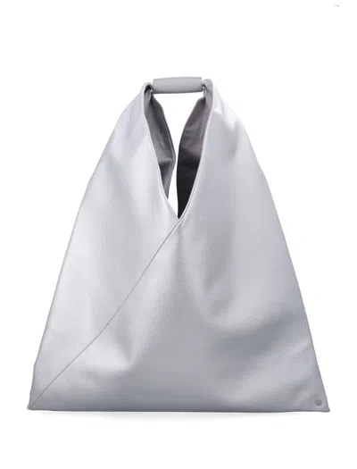 Mm6 Maison Margiela Classic Japanese Triangular Silver Tote In Gray