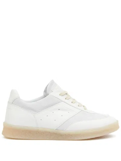 Mm6 Maison Margiela Classic White Sneakers With Branded Detailing