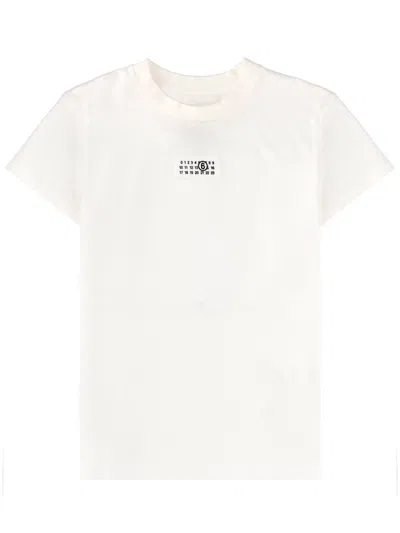 Mm6 Maison Margiela Women White Logo Cotton T-shirt, S Luxury T-shirts For Women Darveys