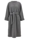Mm6 Maison Margiela Felted-finish Belted Midi Dress In Gray