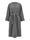 Mm6 Maison Margiela Felted-finish Belted Midi Dress In Grey