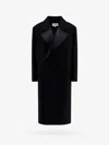 Mm6 Maison Margiela Wool Blend Coat With Satin Lapel In Black