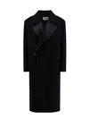 Mm6 Maison Margiela Wool Blend Coat With Satin Lapel In Black
