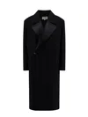 Mm6 Maison Margiela Wool Blend Coat With Satin Lapel In Black