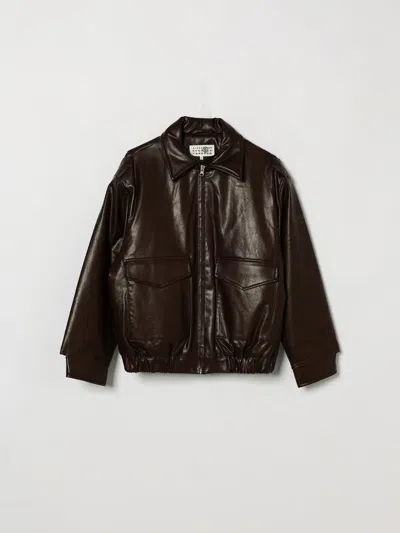 Mm6 Maison Margiela Coat Kids Color Brown In Black
