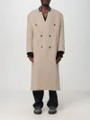 Mm6 Maison Margiela Numbers-appliqué Double-breasted Coat In Beige