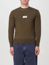 Mm6 Maison Margiela Khaki Virgin Wool Logo Patch Sweater In Grün