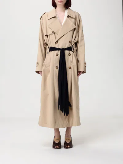 Mm6 Maison Margiela Beige Cotton Trench Coat With Gloves In Neutral