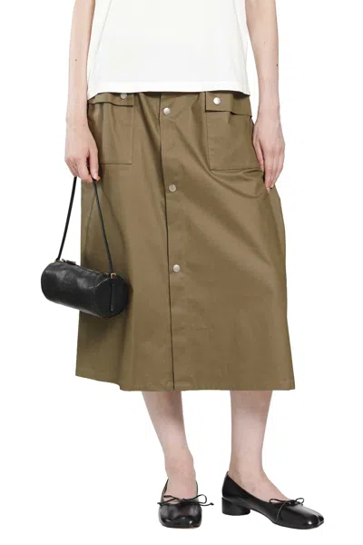 Mm6 Maison Margiela Coated Cotton Midi Skirt In Green