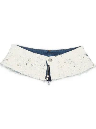 Mm6 Maison Margiela Coated-finish Denim Belt In White