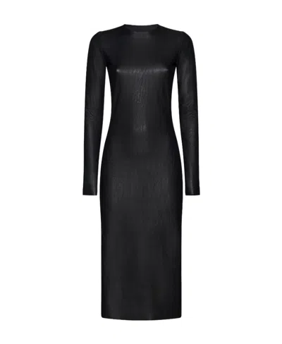 Mm6 Maison Margiela Coated Stretch Jersey Midi Dress In Black