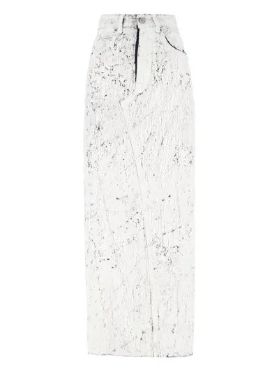 Mm6 Maison Margiela Coated-finish Midi Skirt In White