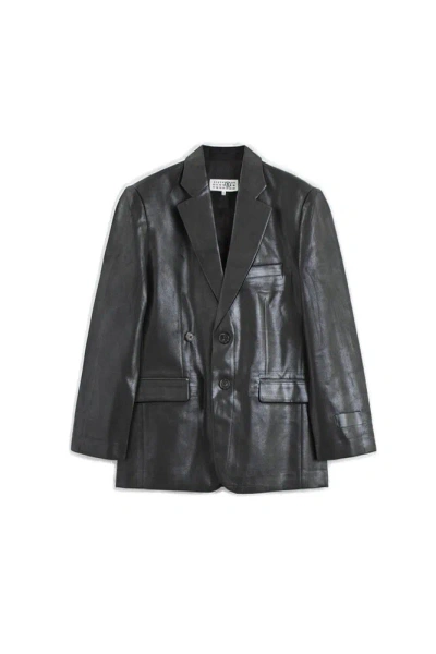Mm6 Maison Margiela Coated Suit Jacket In Black