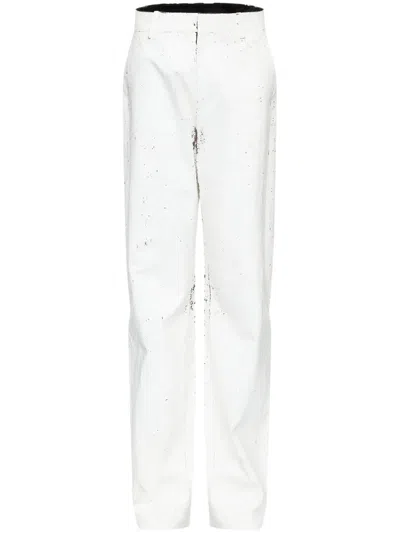 Mm6 Maison Margiela Wax Trousers In White
