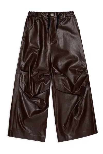 Mm6 Maison Margiela Coated Wide Leg Pants In Brown