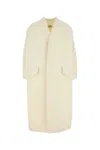 Mm6 Maison Margiela Wool Blend Coat With Dropped Shoulders In White