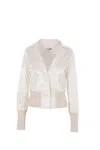 Mm6 Maison Margiela Satin-finish Bomber Jacket In Beige