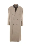 Mm6 Maison Margiela Numbers-appliqué Double-breasted Coat In Beige