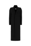 Mm6 Maison Margiela Longline Wool Coat Notched Lapels In Black