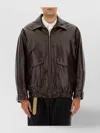 Mm6 Maison Margiela Collared Jacket Elasticated Hem Front Pockets In Brown