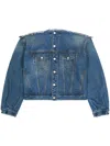 Mm6 Maison Margiela Frayed-edge Denim Jacket In Blue