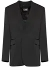 Mm6 Maison Margiela Black Collarless Tailoring Wool Blazer In Black