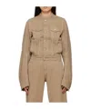 Mm6 Maison Margiela Woman Denim Outerwear Light Brown Size 8 Cotton In Brown