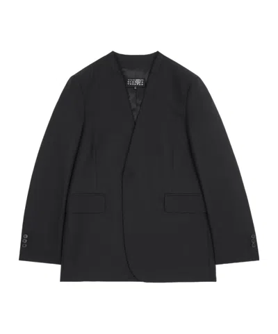 Mm6 Maison Margiela Collarless Suit Jacket In Black