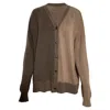 Mm6 Maison Margiela Colorblock Leather Patches On Elbow Cardigan In Brown Cotton In Brown