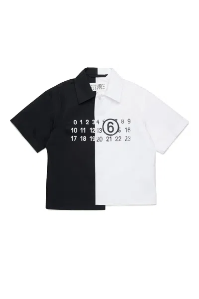 Mm6 Maison Margiela Colourblock Poplin Re-cut Shirt In Black