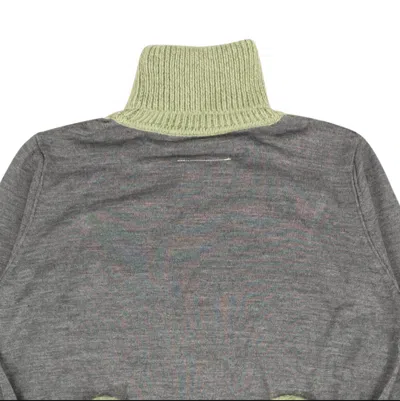 Mm6 Maison Margiela Colorblock Turtleneck Gray, Sage Sweater In Multi