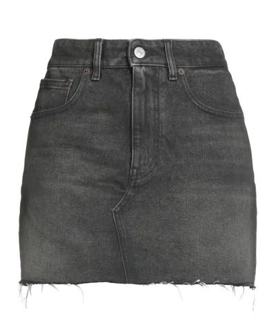 Mm6 Maison Margiela Colored Washed Denim Pencil Skirt In Black