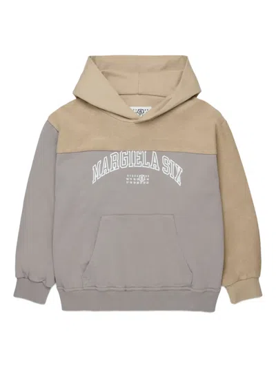 Mm6 Maison Margiela Kids' Colour-block Hooded Sweatshirt In Gray