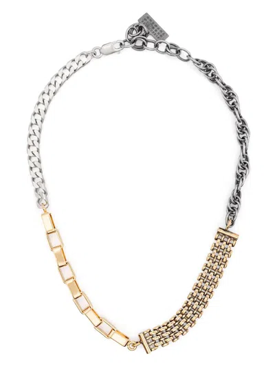 Mm6 Maison Margiela Colourblock Necklace In Silver