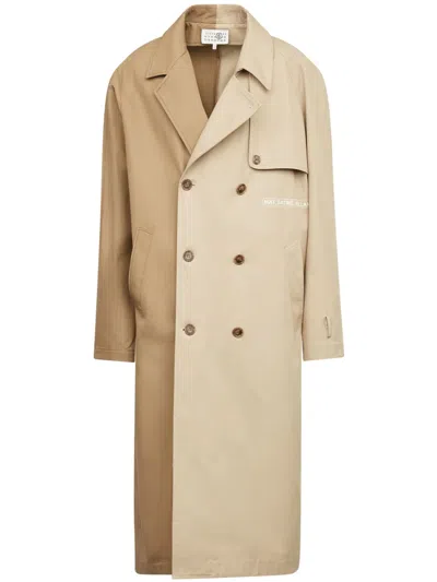 Mm6 Maison Margiela Colourblock Trench Coat In Neutrals