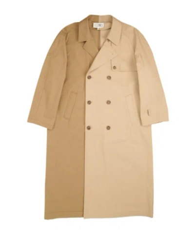 Mm6 Maison Margiela Colourblock Trench Coat In Nude