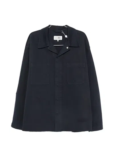 Mm6 Maison Margiela Concealed-fastening Patch-pocket Shirt Jacket In Blue
