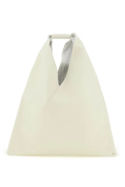Mm6 Maison Margiela Contemporary White Leather Handbag With Unique Shape And Stylish Details For Women