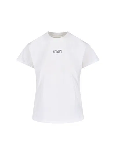 Mm6 Maison Margiela Women White Logo Cotton T-shirt, S Luxury T-shirts For Women Darveys