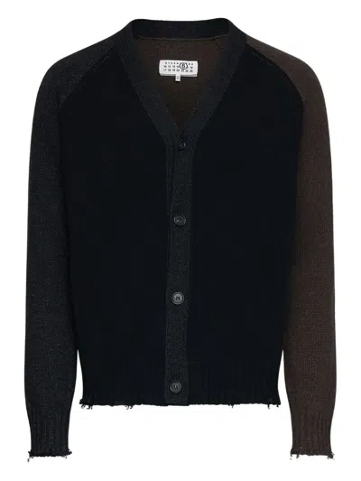 Mm6 Maison Margiela Contrast Raglan Sleeve Cardigan In Black